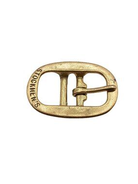 Stockmens Brass Belt Buckle Vintage Oval Design Rustic Finish